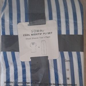 Soma Blue and White Striped Pajama Set
